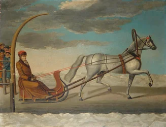 Comte Alexey Grigoryevich Orlov de Chesma sur un traîneau tiré par un cheval, 1778