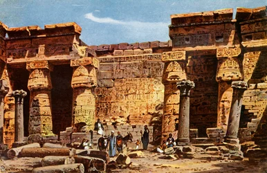 Cour du temple de Medinet Hobou, vers 1918-1939