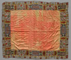 Couverture avec bordure de motifs floraux abstraits