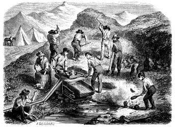 Orpaillage dans les champs aurifères californiens, 1849