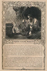 Crusoe fabriquant des paniers, vers 1870