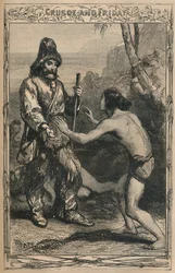 Crusoe et Vendredi, vers 1870