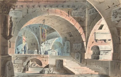 Crypte avec un pleureur agenouillé, 1830-40