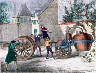 Le chariot à vapeur de Cugnot, 19e siècle