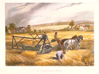 Machine à moissonner de Cyrus McCormick de 1831 brevetée en 1834, vers 1851