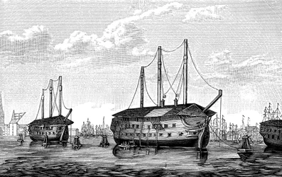 Navires-prisons danois Dronning Maria et Waldemar, Copenhague, 1848-1849