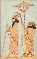 Darius I 548-486 av. J.-C., roi achéménide de Perse à partir de 521, avec des assistants, 1881