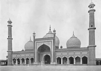 Delhi. La mosquée Jama Masjid, vers 1910