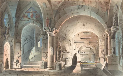 Conception pour un décor de scène : Scène de la crypte (1830-40)