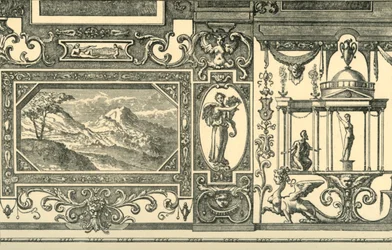 Conception pour une décoration murale ou de plafond dans le goût grotesque, 16ème siècle, 1881