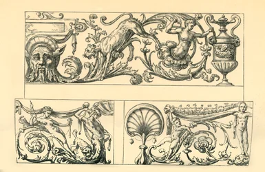 Dessins pour frises grotesques, 16ème siècle, 1881
