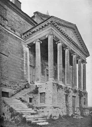 Détail de la façade nord et du portique, La Malcontenta, Mira, Vénétie, Italie, 1922