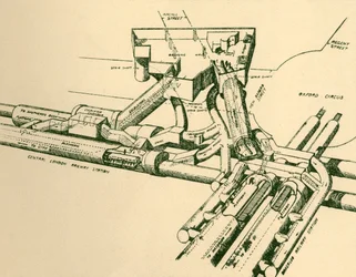 Diagramme de la nouvelle station de métro à Oxford Circus, 1930