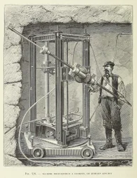 Machine de forage au diamant conçue par Georges Leschot, pub. 1883 gravure, 1883