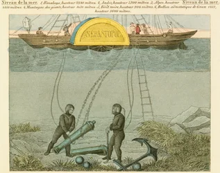 Plongeurs récupérant des canons du fond de la mer, c1855