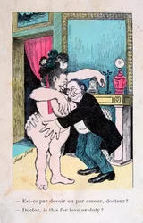 Docteur, est-ce par amour ou par devoir, carte postale française vintage