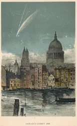 La comète de Donati de 1858 vue au-dessus de la cathédrale Saint-Paul, Londres, 1884