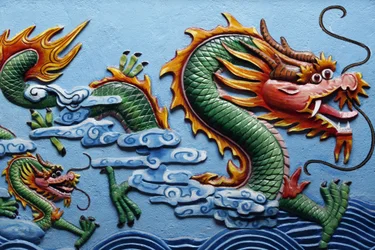 Sculpture de dragon dans un temple chinois Phnom Penh Cambodge