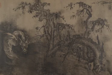 Dragons et paysage, 14ème siècle, plus ajout ultérieur