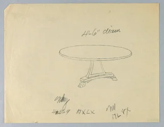 Dessin, Design pour une table ronde sur une base triangulaire