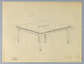 Dessin, Design pour une table à manger rectangulaire à six pieds