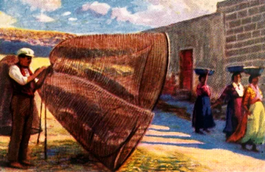Séchage des filets, Malte, vers 1928