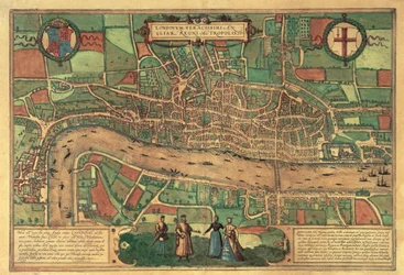 Première carte imprimée de Londres, 1574