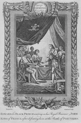 Édouard le Prince Noir sert son prisonnier royal Jean, roi de France, vers 1787