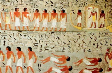 Tombeau égyptien, procession de la couronne, Thèbes, Égypte