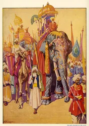 Éléphants en procession, vers 1948