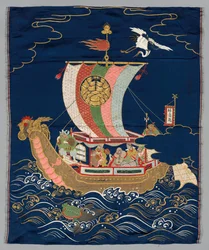 Fukusa brodé, fin des années 1800-début des années 1900