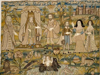 Image brodée : La Proclamation de Salomon, milieu du XVIIe siècle