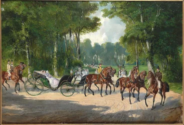 Impératrice Élisabeth dans une calèche au Prater de Vienne, vers 1860
