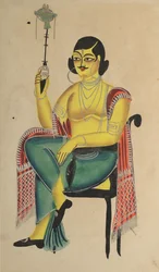 Babu anglais, commis indien natif tenant un hookah, 1800s