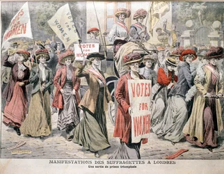 Suffragettes anglaises à leur libération de la prison de Holloway, 1908