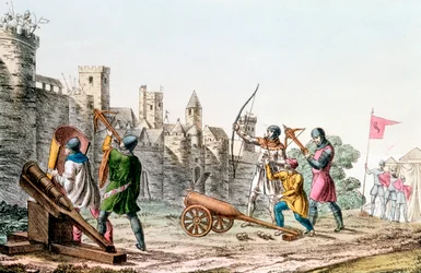 Troupes anglaises attaquant une ville française, Guerre de Cent Ans, 1337-1453, vers 1830