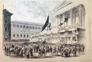 Enrôlement de volontaires dans la Garde nationale, place du Panthéon, Paris, 1870-1871