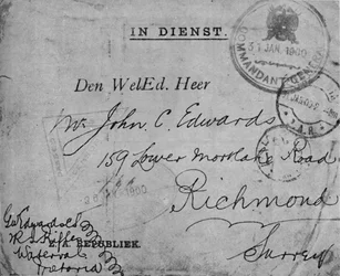 Enveloppe adressée par le sergent-major Edwards, 2e Royal Irish Rifles, 1900