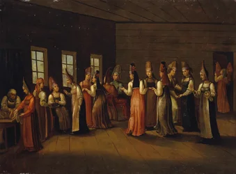 Fête de la veille du mariage dans une maison de marchands, premier quart du 19ème siècle
