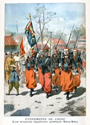 Événements en Chine, troupes françaises quittant Tien-Tsin