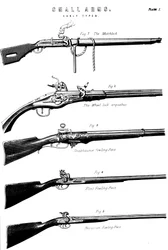 Exemples de divers mécanismes de tir de fusil, vers 1880