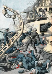 Explosion sur un navire de guerre russe, Guerre russo-japonaise, 1904-5