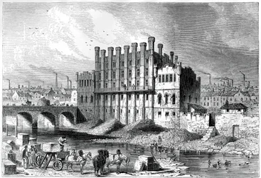 Vue extérieure du moulin de Castle à Sheffield, 1886