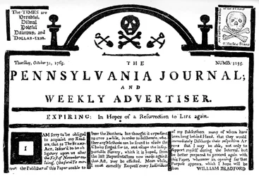 Fac-similé du Pennsylvania Journal sur le Stamp Act