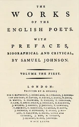 Fac-similé de la page de titre de la première édition des Œuvres des poètes anglais, contenant Johnson
