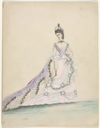 Étude de mode conçue pour Worth, 1870