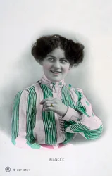 Fiancé, carte postale française vintage, vers 1900