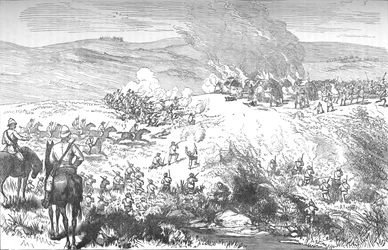 Combat entre les Galekas et les Fingoes à Butterworth River, 4 octobre 1877, vers 1880