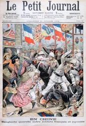Combat entre soldats français et japonais pendant la guerre russo-japonaise, Chine