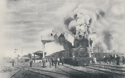 Premier train du chemin de fer intercolonial quittant Kalgoorlie